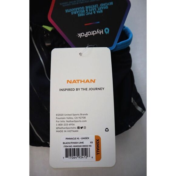 Nathan Sports Unisex Sz XS Black/Lime Pinnacle 4 Liter Hydration Race Vest - Picture 9 of 12